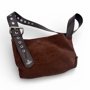 VIVIENNE WESTWOOD SUEDE SHOULDER BAG – CHOCOLATE BROWN